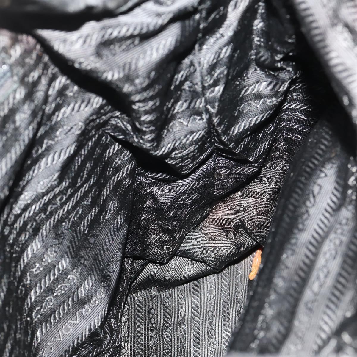 PRADA Backpack Nylon Silver Black Auth 172208