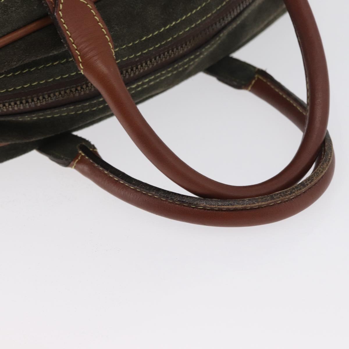 LOEWE Anagram Hand Bag Suede Green Gold Auth 172213
