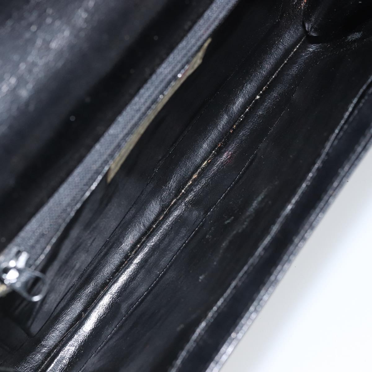 GIVENCHY Chain Hand Bag Leather Black Gold Auth 172216