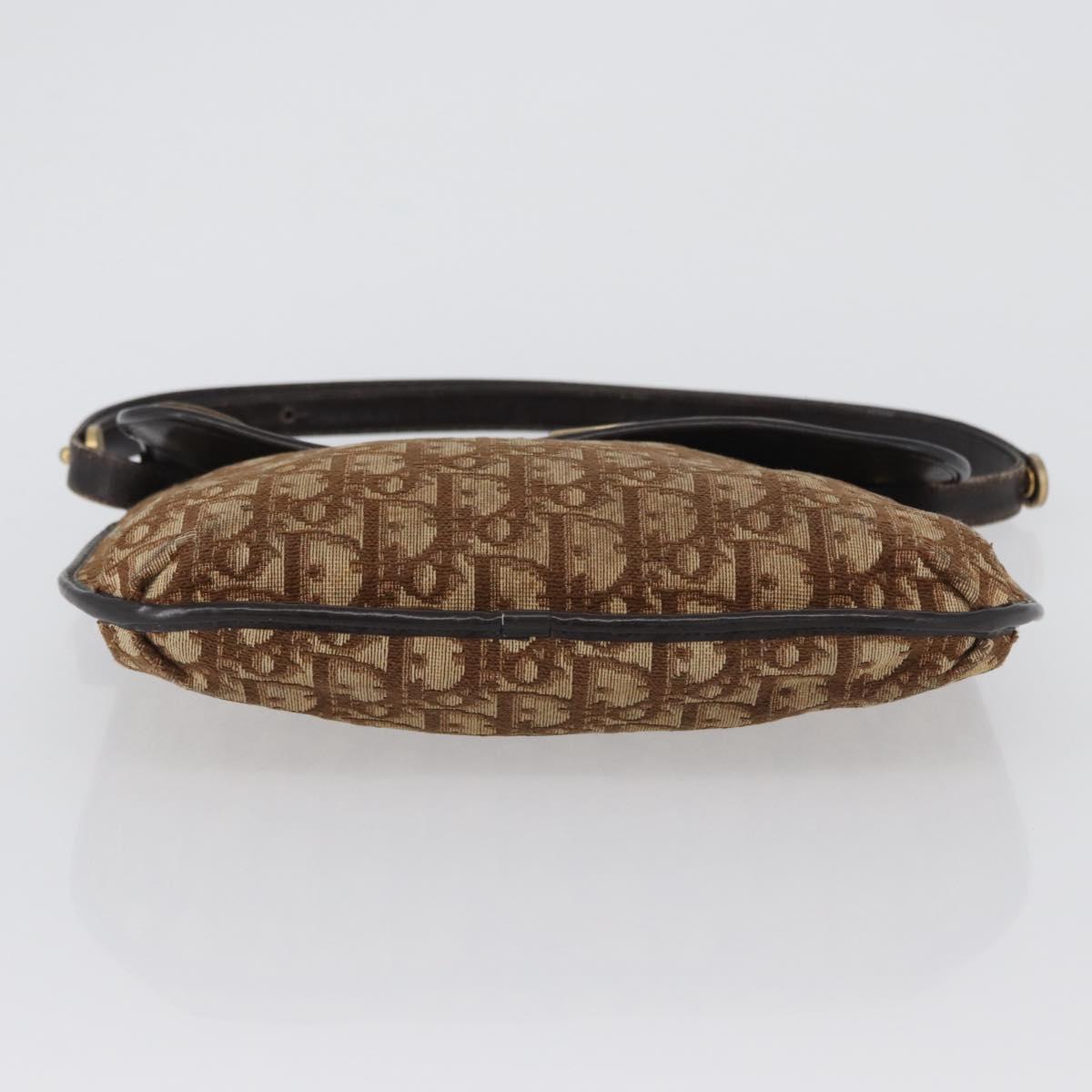 Christian Dior Trotter Canvas Shoulder Bag Brown Gold Auth 172219