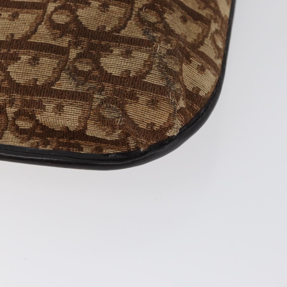 Christian Dior Trotter Canvas Shoulder Bag Brown Gold Auth 172219