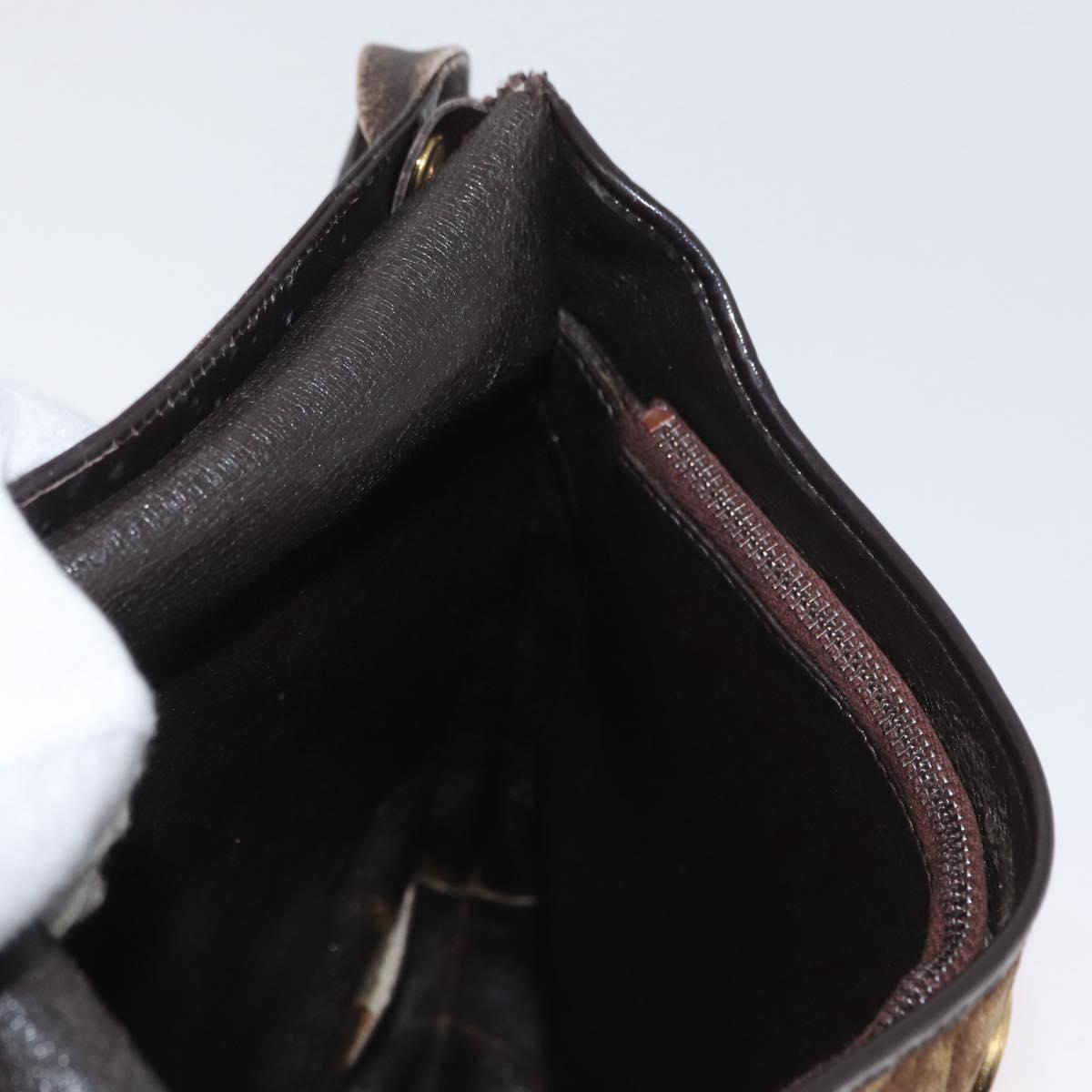 Christian Dior Trotter Canvas Shoulder Bag Brown Gold Auth 172219