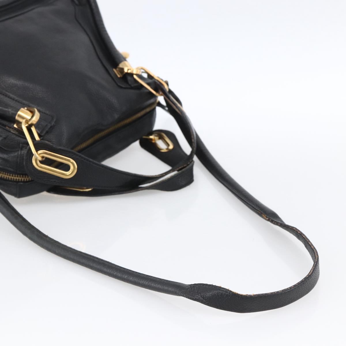 Chloe Hand Bag Leather 2way Black Gold Auth 172220