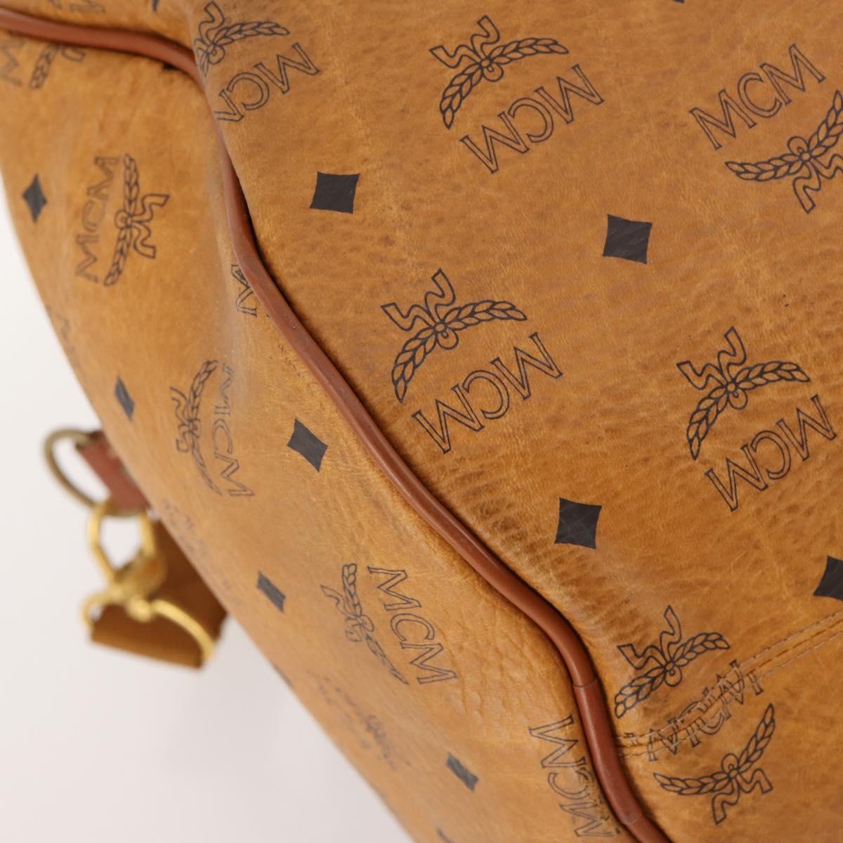 MCM Logogram Vicetos Boston Bag PVC 2way Brown Gold Auth 172221
