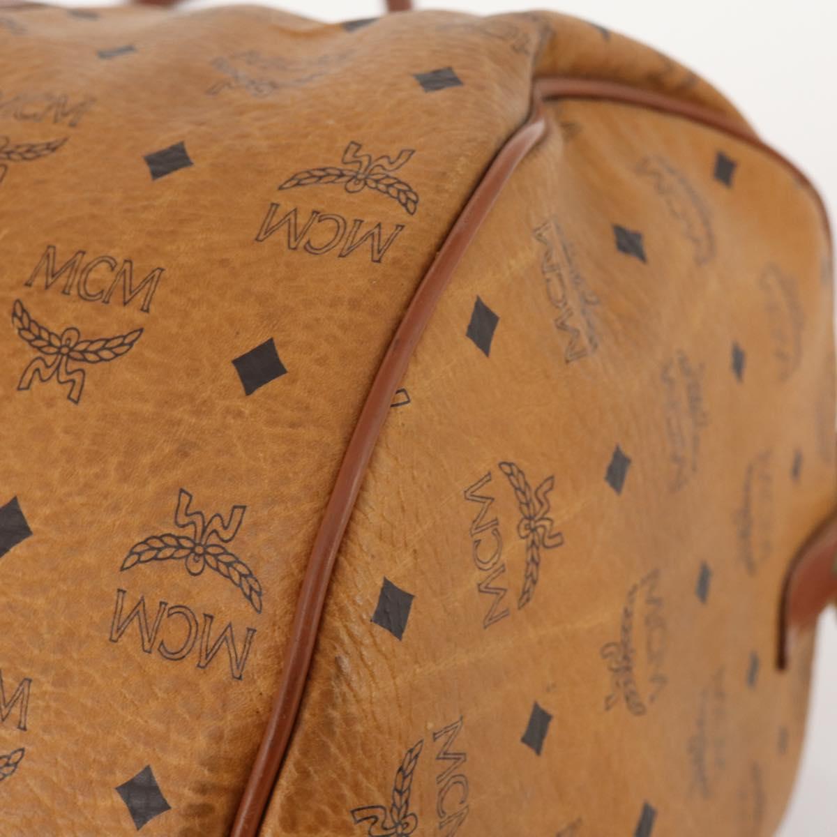 MCM Logogram Vicetos Boston Bag PVC 2way Brown Gold Auth 172221