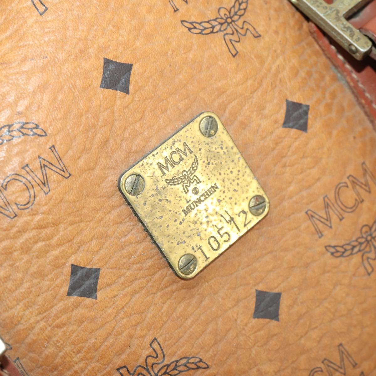 MCM Logogram Vicetos Boston Bag PVC 2way Brown Gold Auth 172221