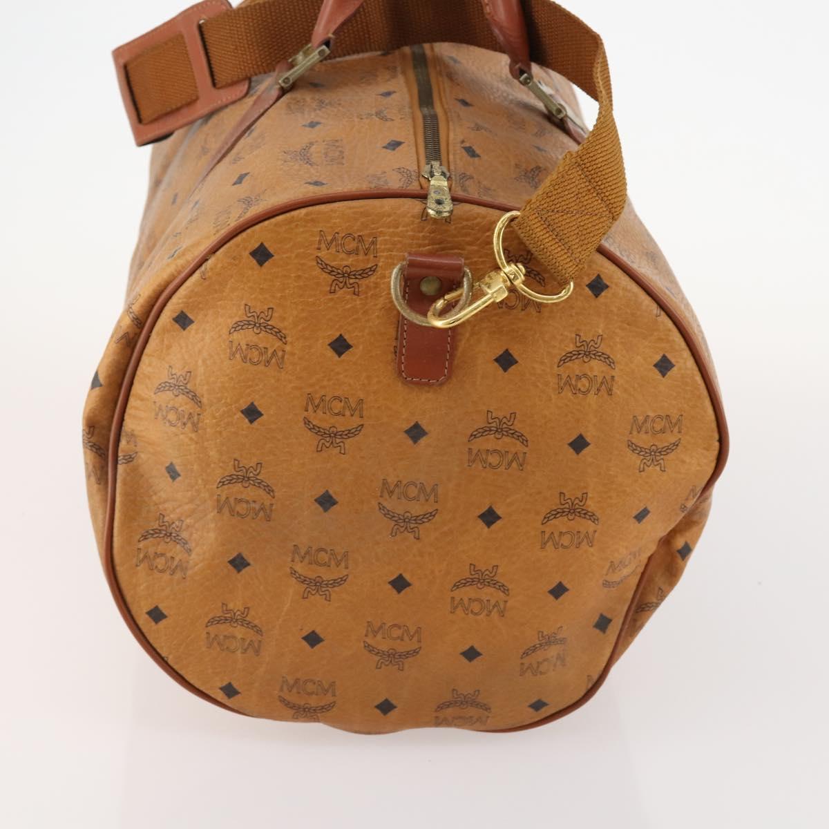MCM Logogram Vicetos Boston Bag PVC 2way Brown Gold Auth 172221