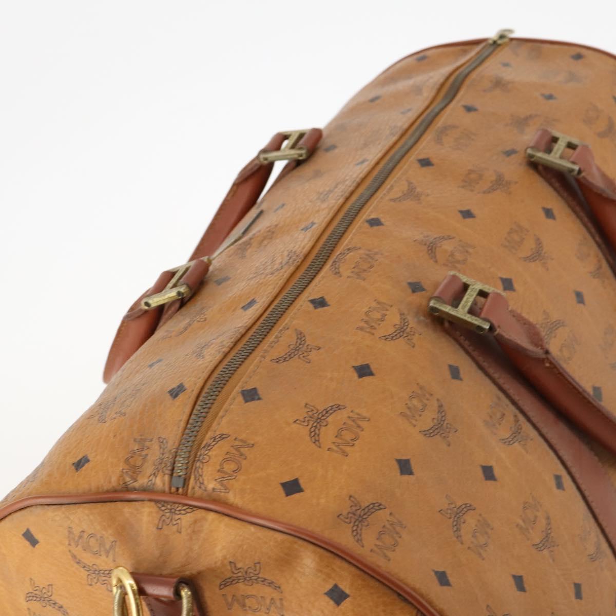 MCM Logogram Vicetos Boston Bag PVC 2way Brown Gold Auth 172221
