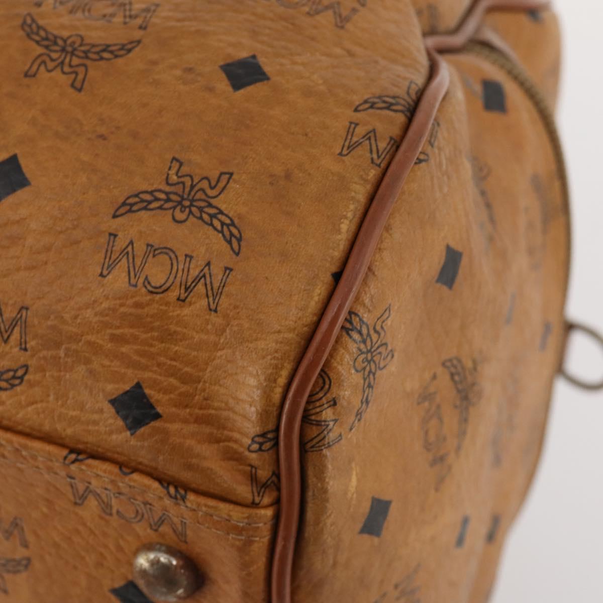 MCM Logogram Vicetos Boston Bag PVC 2way Brown Gold Auth 172222
