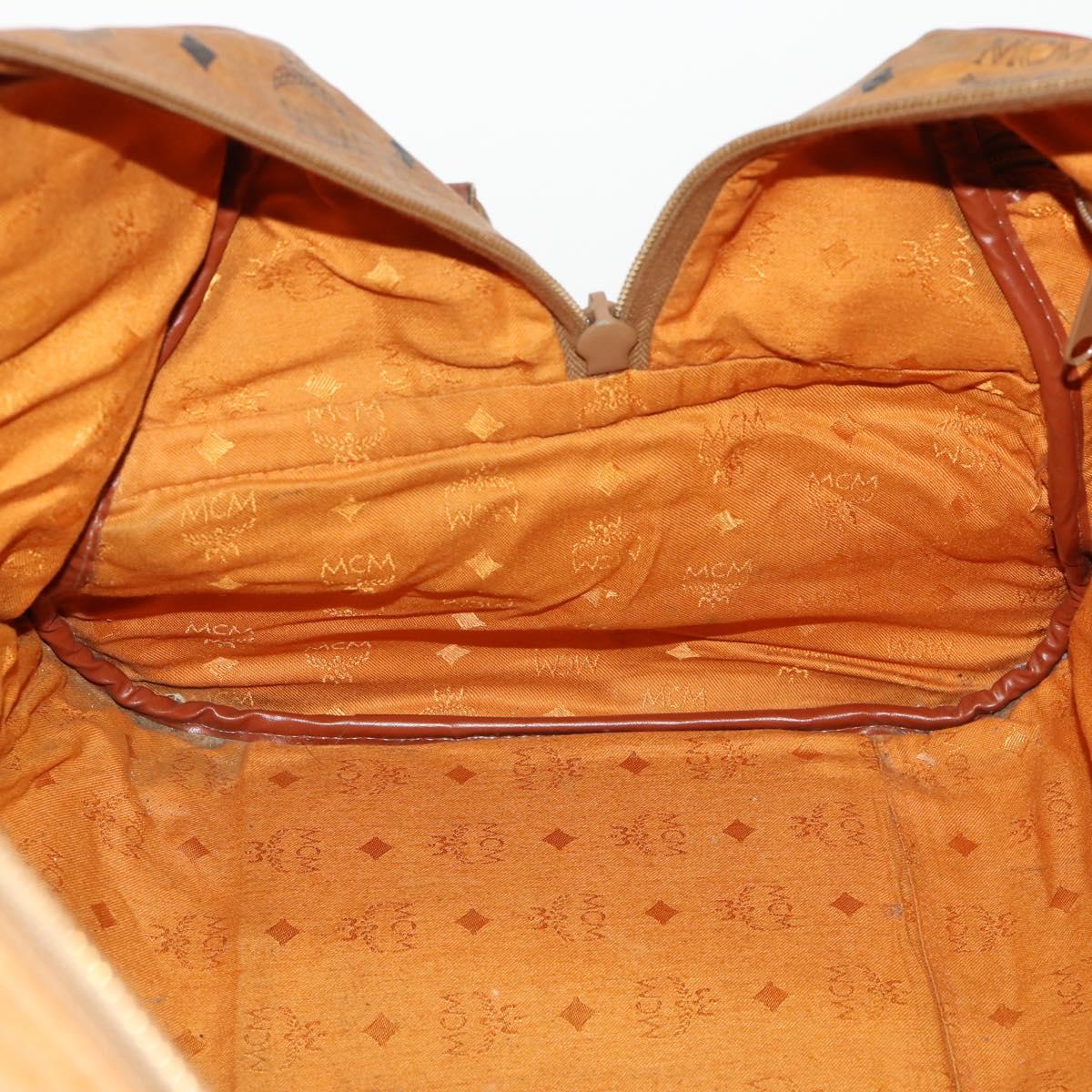 MCM Logogram Vicetos Boston Bag PVC 2way Brown Gold Auth 172222