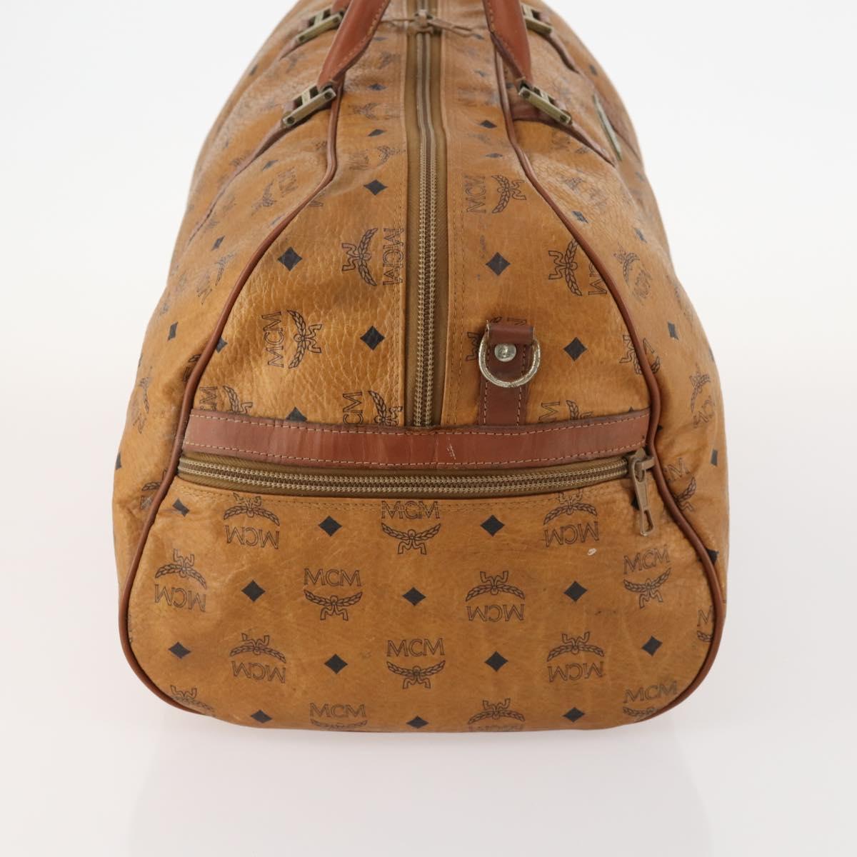MCM Logogram Vicetos Boston Bag PVC 2way Brown Gold Auth 172222