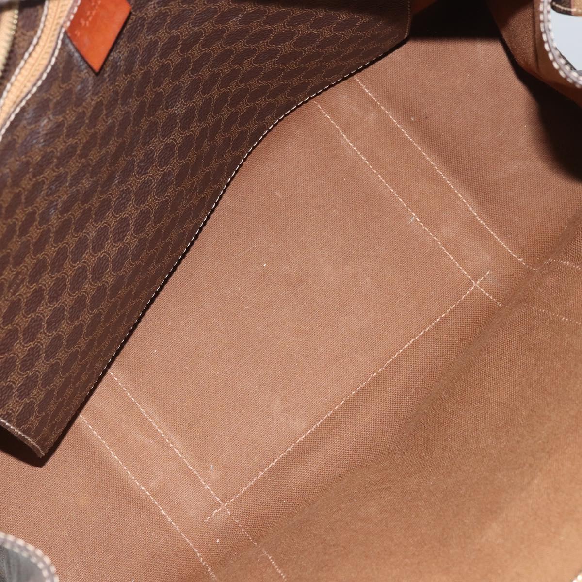 CELINE Macadam Canvas Tote Bag PVC Leather Brown Gold Auth 172223