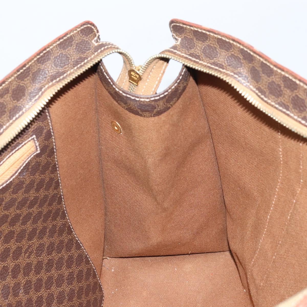 CELINE Macadam Canvas Tote Bag PVC Leather Brown Gold Auth 172223