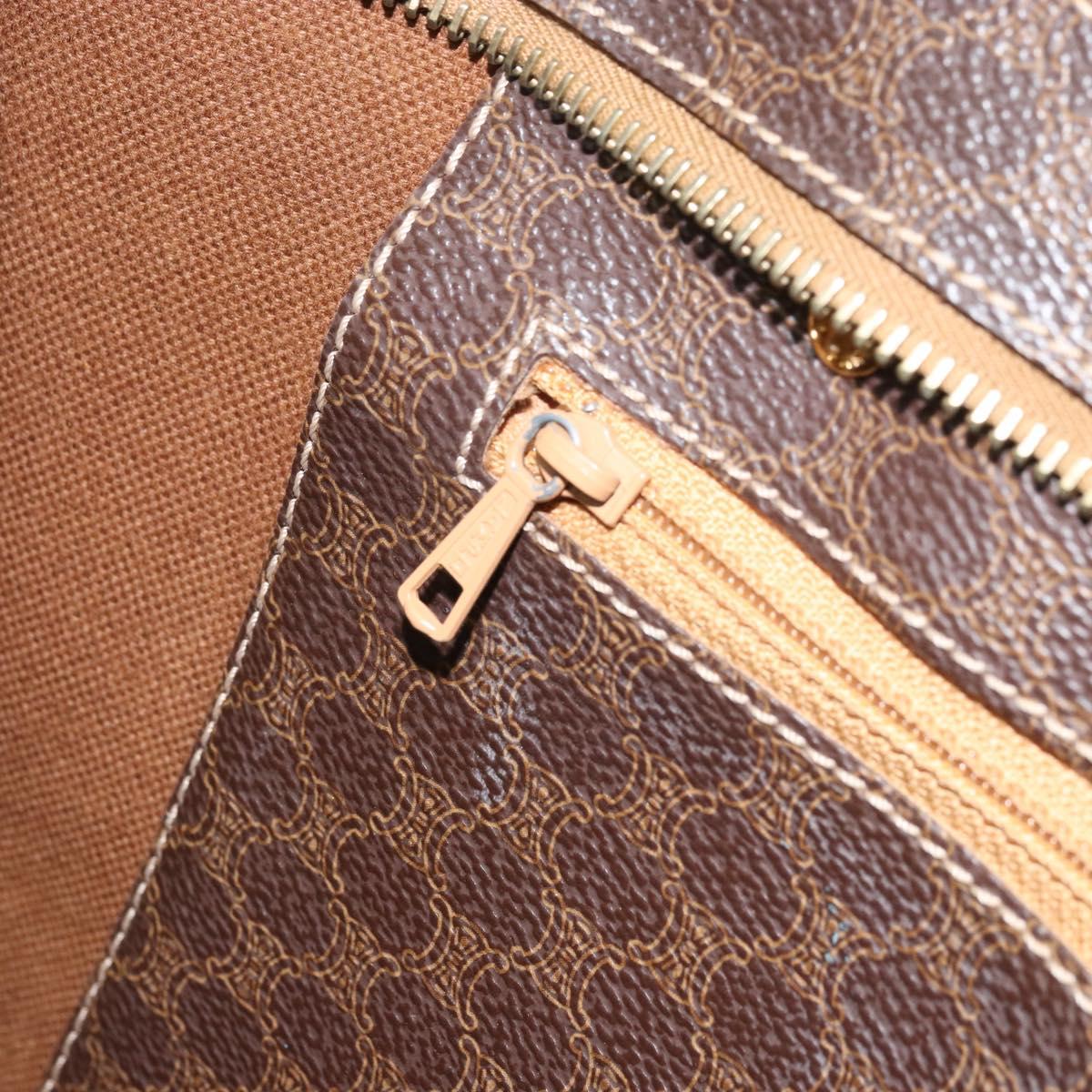 CELINE Macadam Canvas Tote Bag PVC Leather Brown Gold Auth 172223