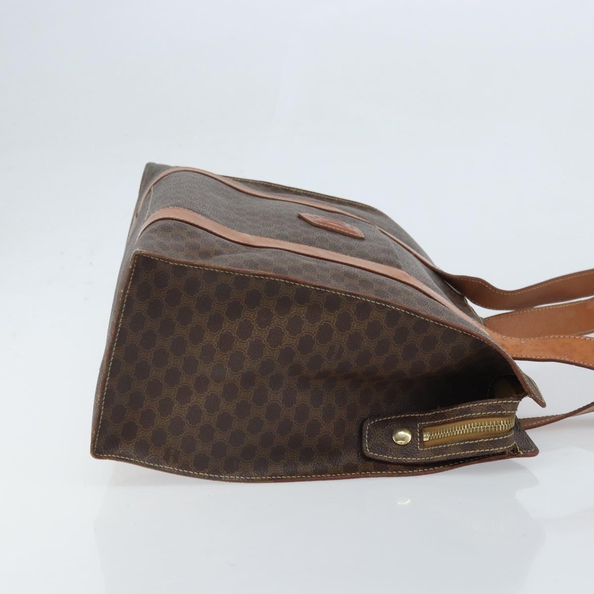 CELINE Macadam Canvas Tote Bag PVC Leather Brown Gold Auth 172223