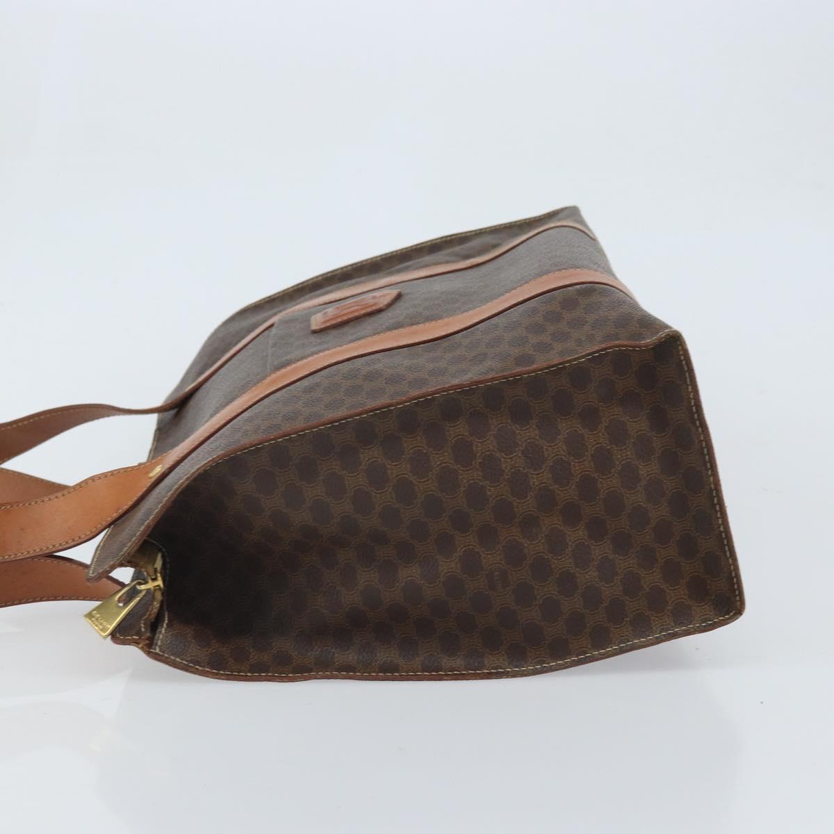 CELINE Macadam Canvas Tote Bag PVC Leather Brown Gold Auth 172223