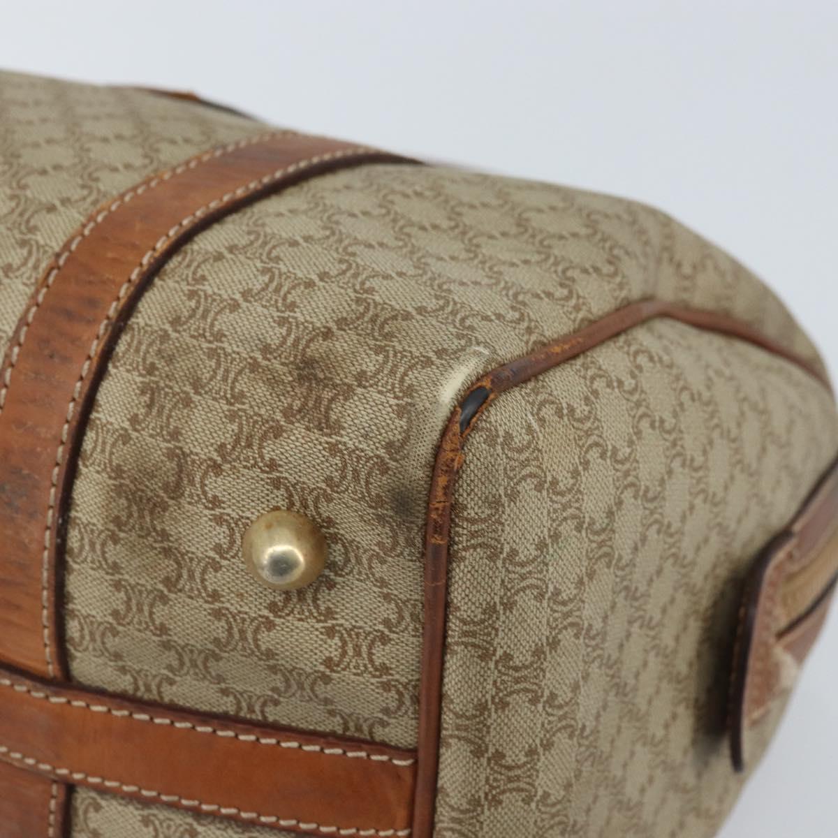 CELINE Macadam Canvas Hand Bag PVC Leather Beige Gold Auth 172224
