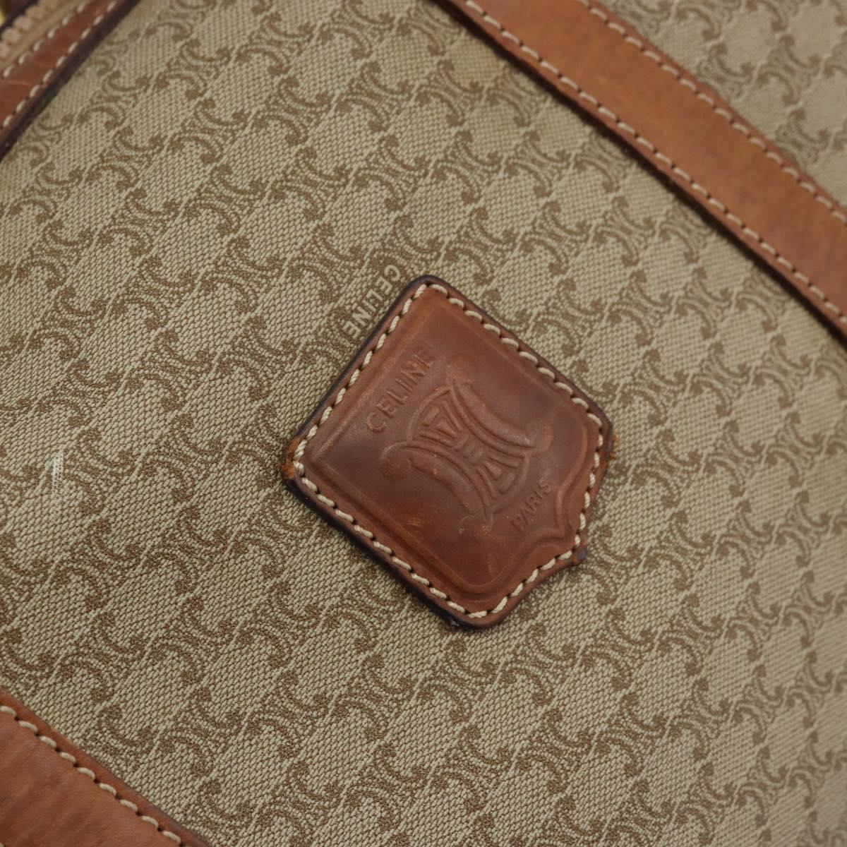 CELINE Macadam Canvas Hand Bag PVC Leather Beige Gold Auth 172224