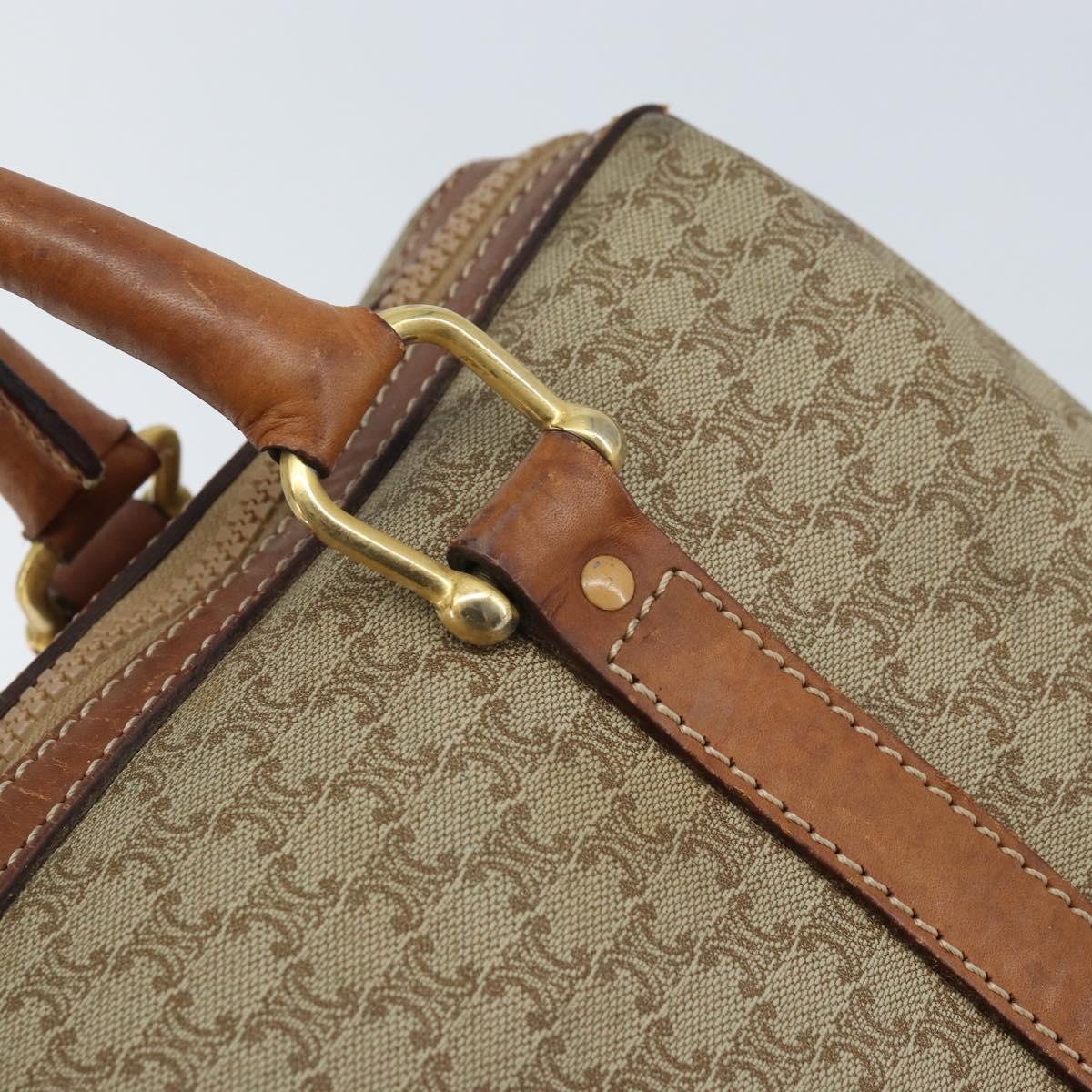 CELINE Macadam Canvas Hand Bag PVC Leather Beige Gold Auth 172224