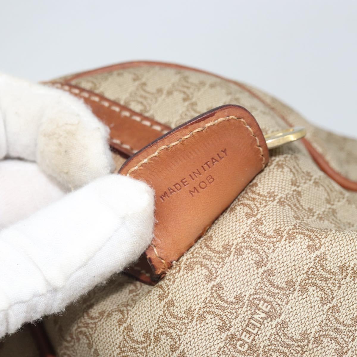 CELINE Macadam Canvas Hand Bag PVC Leather Beige Gold Auth 172224