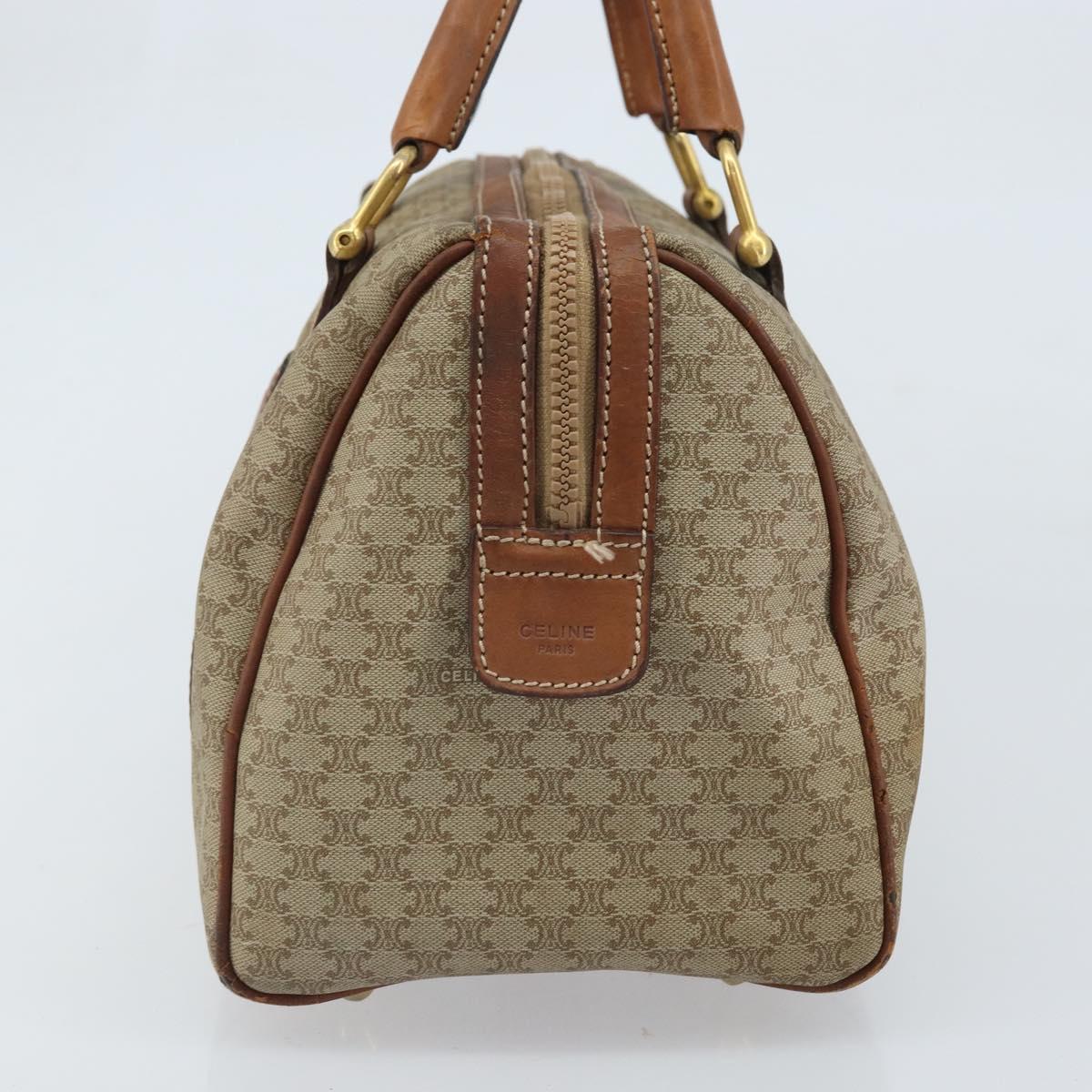 CELINE Macadam Canvas Hand Bag PVC Leather Beige Gold Auth 172224