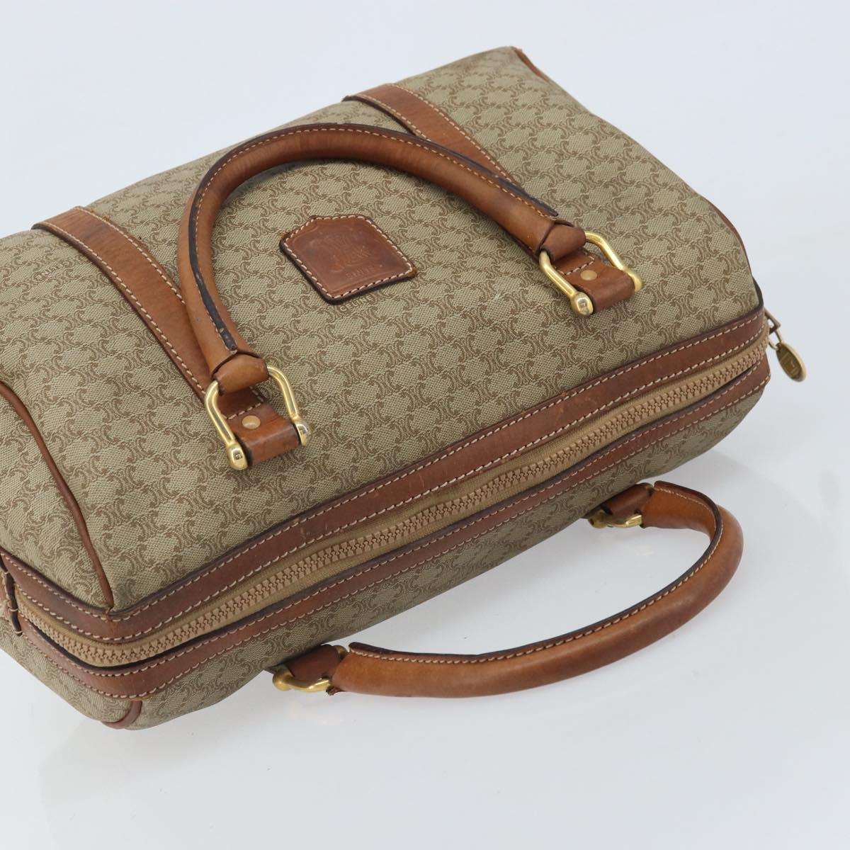 CELINE Macadam Canvas Hand Bag PVC Leather Beige Gold Auth 172224