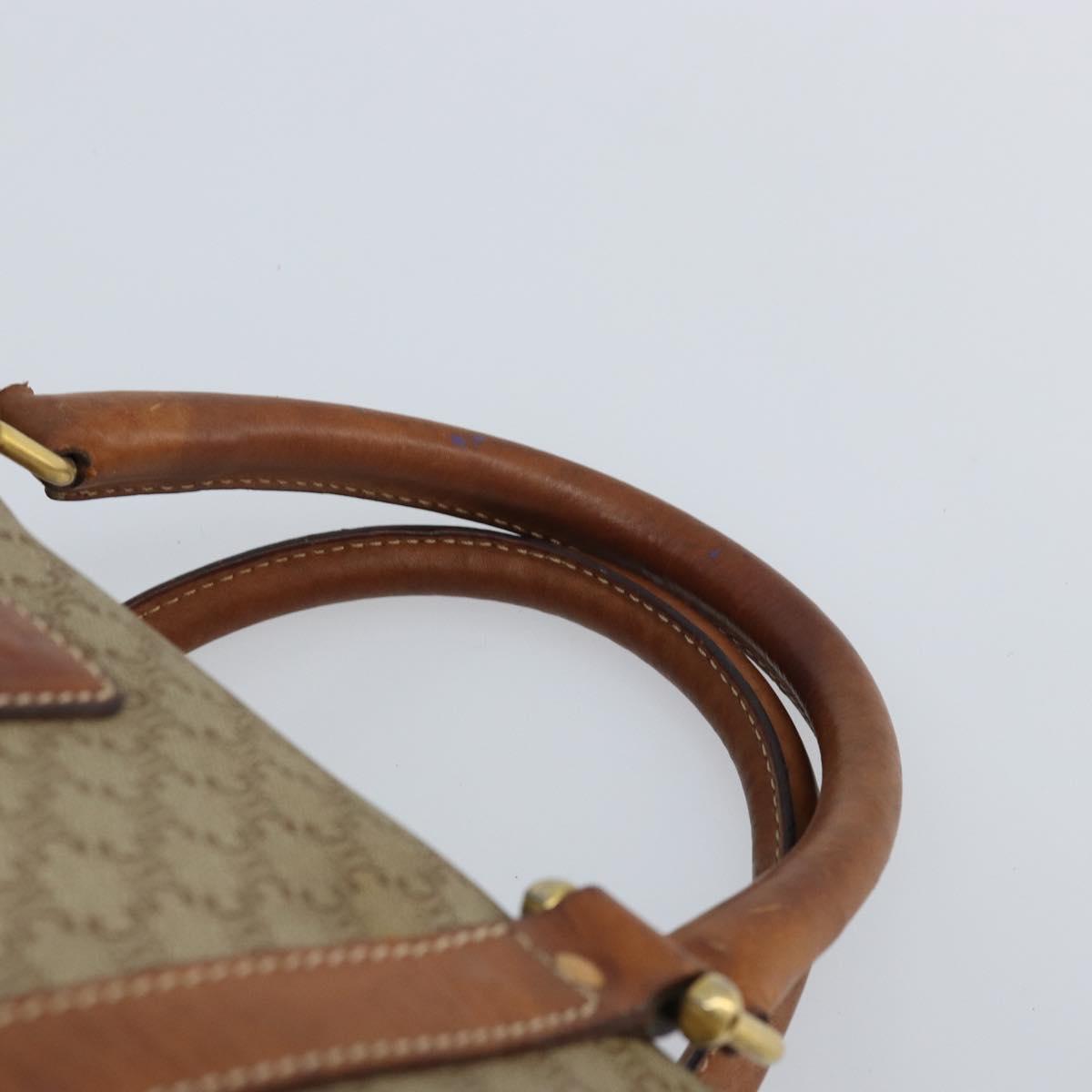 CELINE Macadam Canvas Hand Bag PVC Leather Beige Gold Auth 172224
