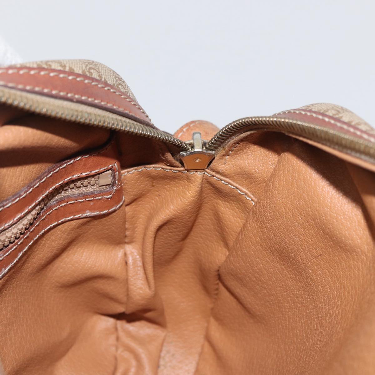 CELINE Macadam Canvas Shoulder Bag PVC Leather Beige Gold Auth 172225