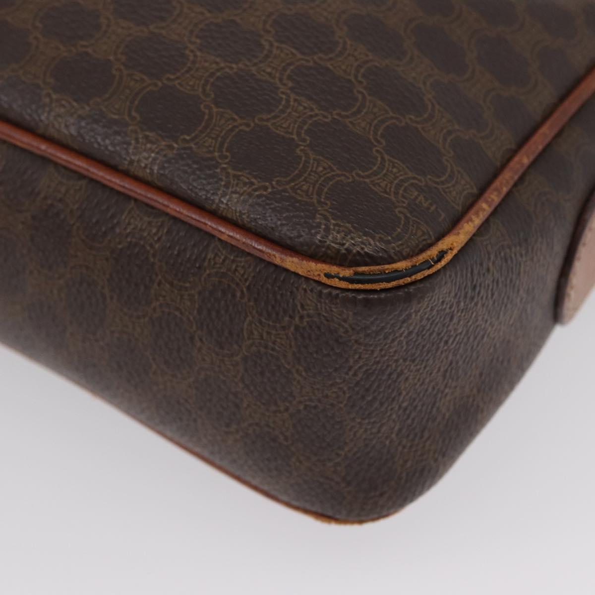CELINE Macadam Canvas Shoulder Bag PVC Leather Brown Gold Auth 172226