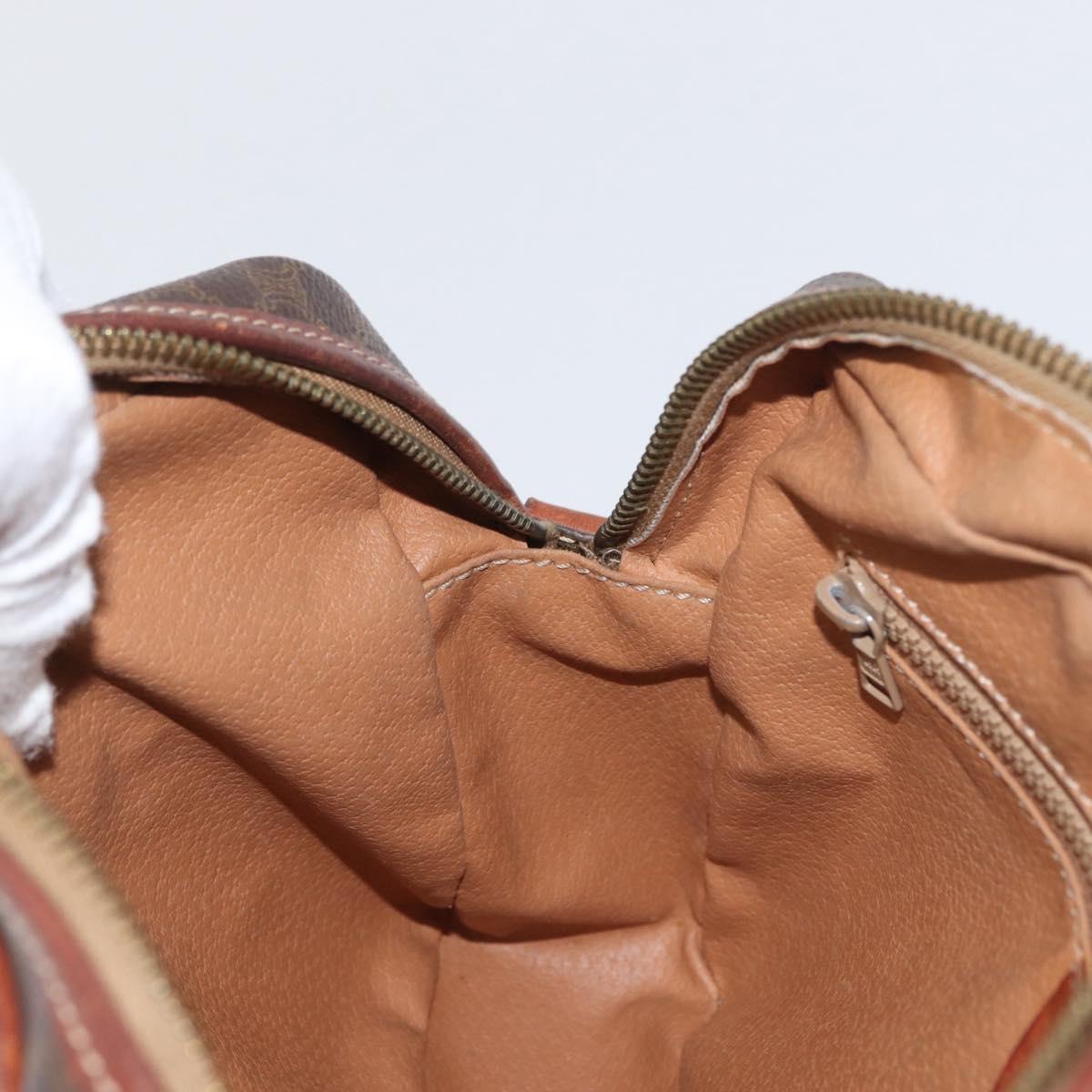 CELINE Macadam Canvas Shoulder Bag PVC Leather Brown Gold Auth 172226