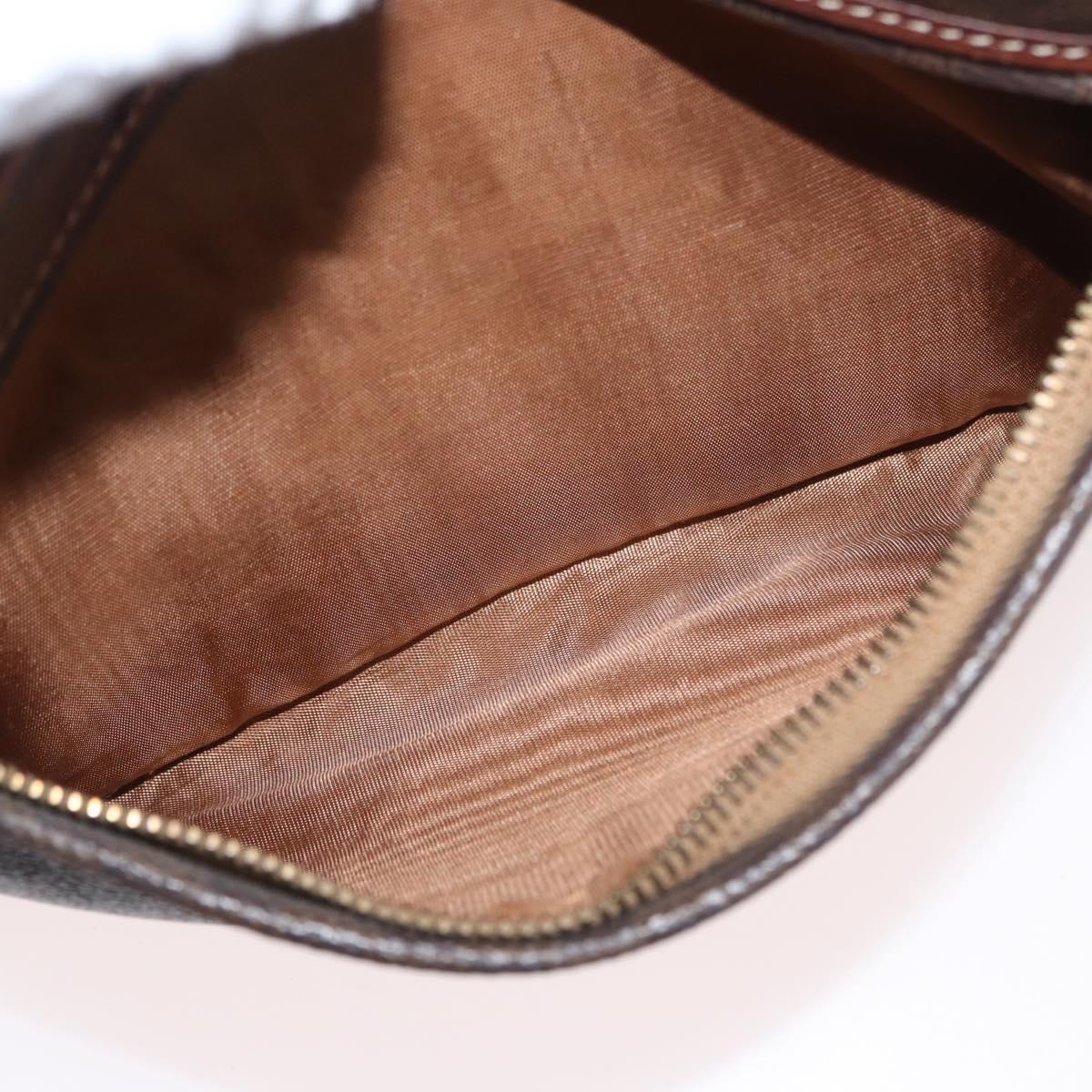 CELINE Macadam Canvas Shoulder Bag PVC Leather Brown Gold Auth 172226
