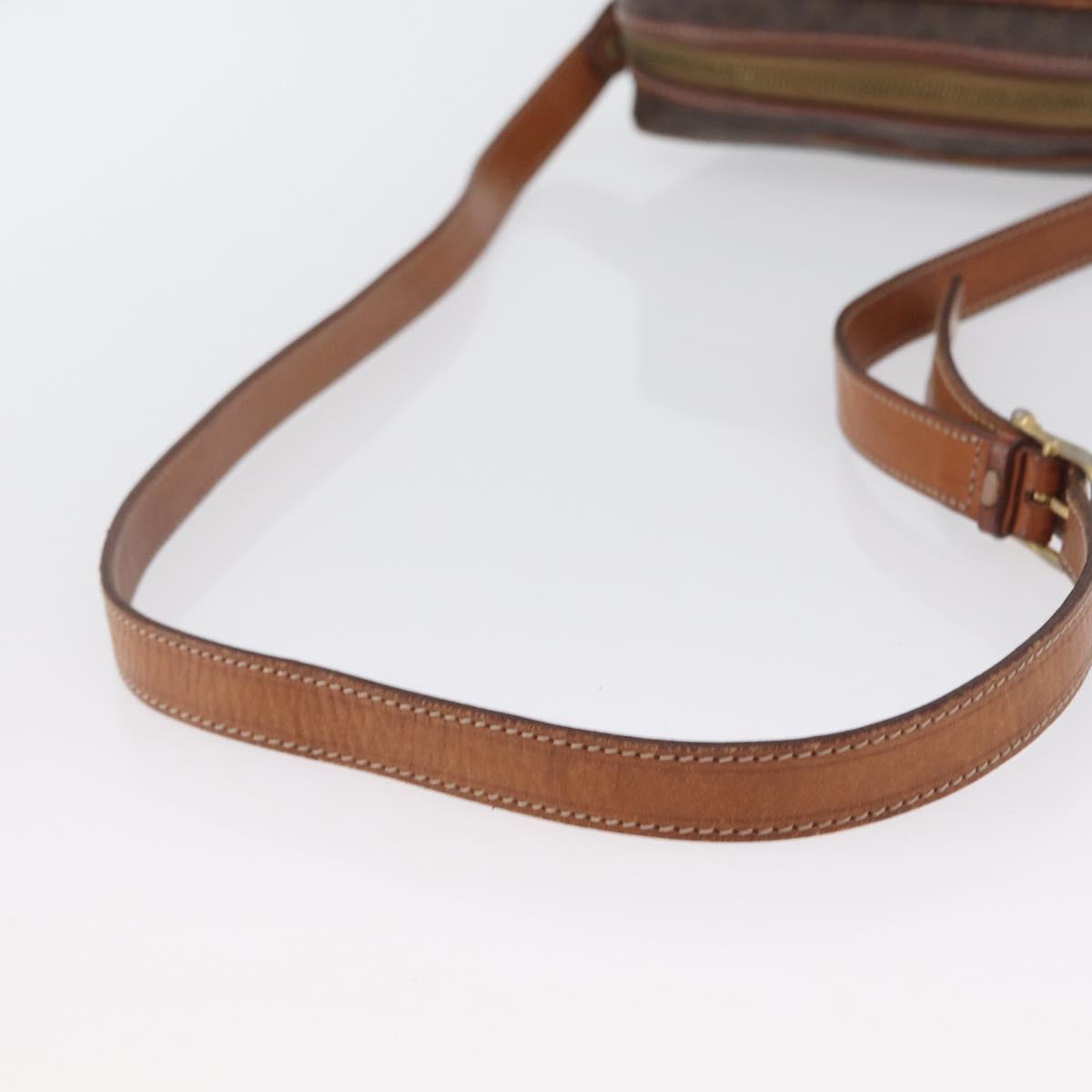 CELINE Macadam Canvas Shoulder Bag PVC Leather Brown Gold Auth 172226