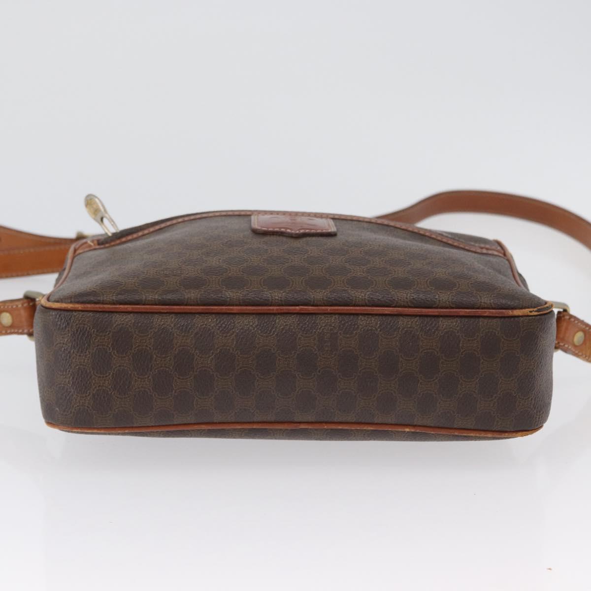 CELINE Macadam Canvas Shoulder Bag PVC Leather Brown Gold Auth 172226