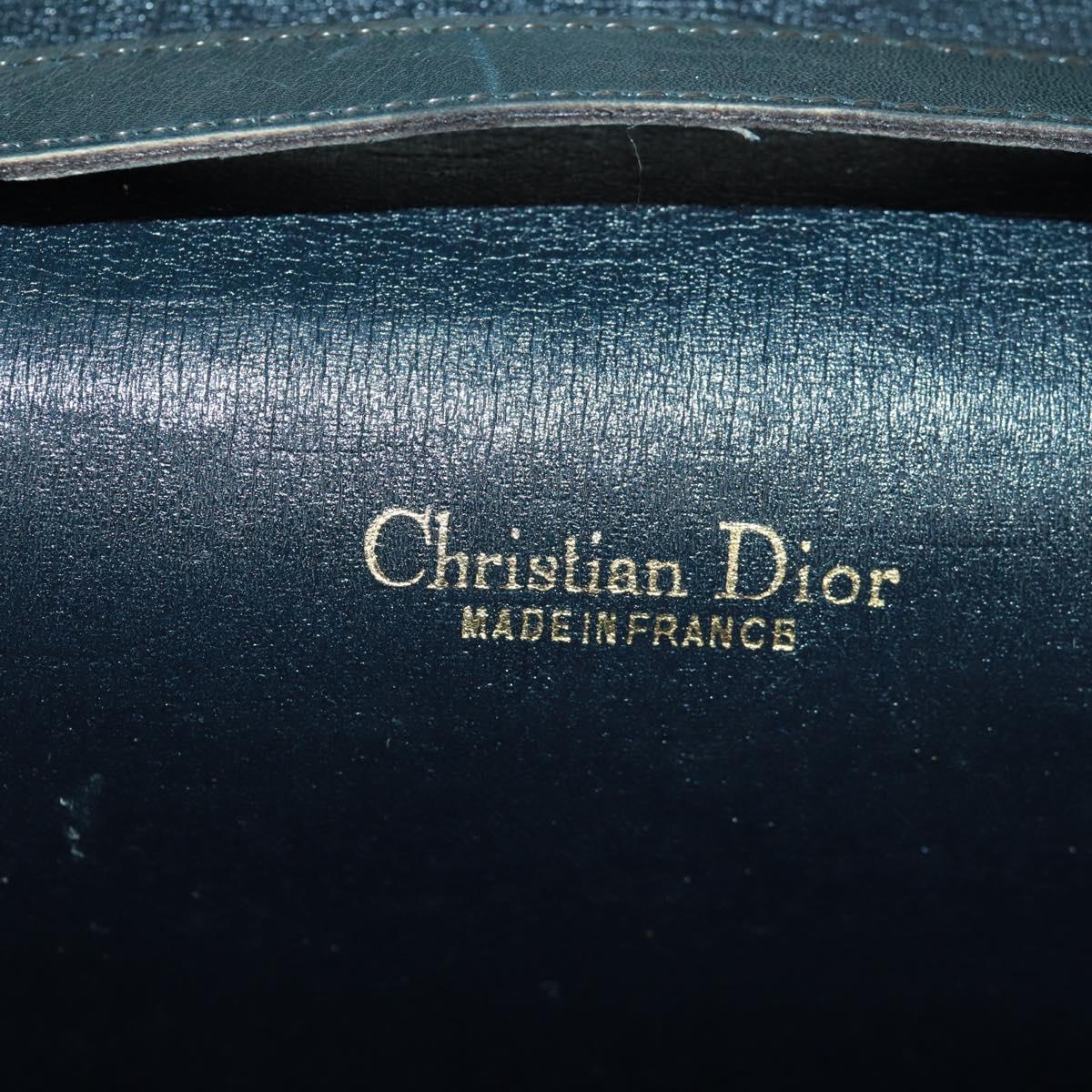 Christian Dior Chain Trotter Canvas Shoulder Bag Navy Gold Auth 172233V