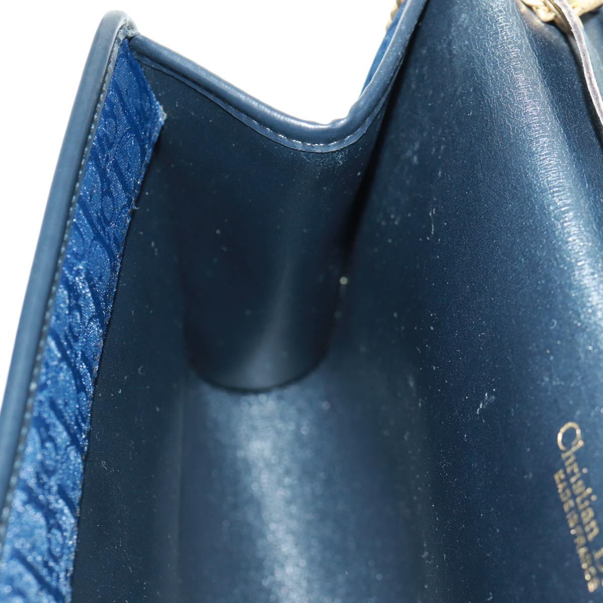 Christian Dior Chain Trotter Canvas Shoulder Bag Navy Gold Auth 172233V