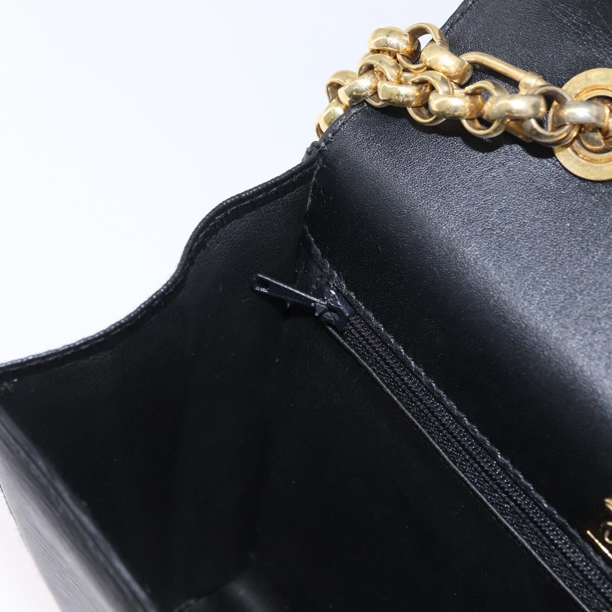 Chloe Chain Shoulder Bag Leather Black Gold Auth 172236