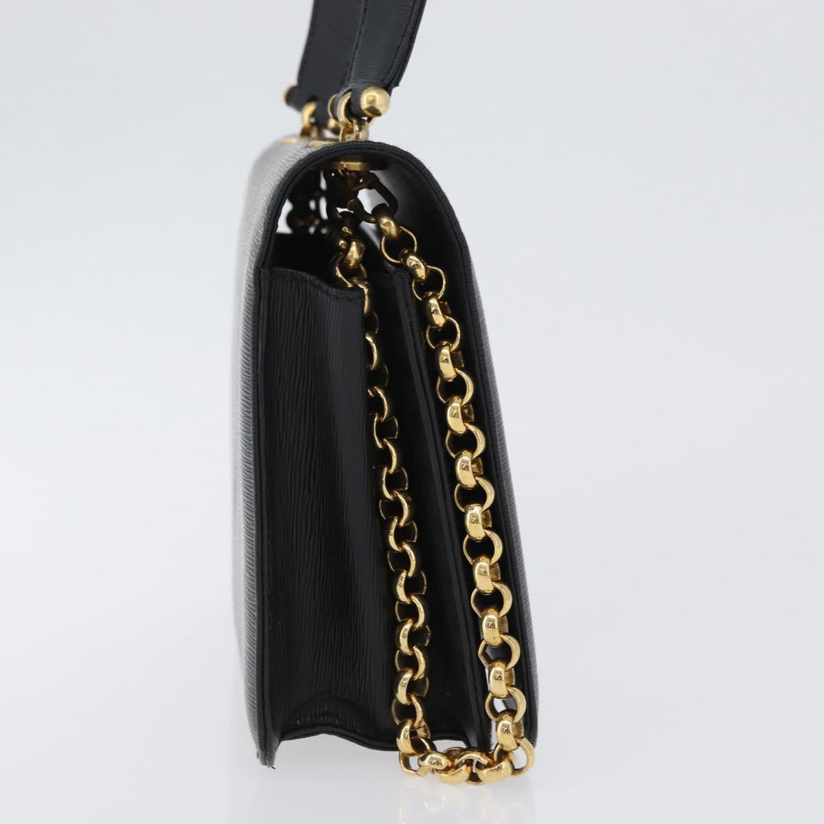 Chloe Chain Shoulder Bag Leather Black Gold Auth 172236