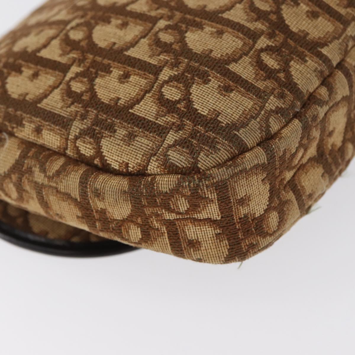 Christian Dior Trotter Canvas Shoulder Bag Brown Gold Auth 172238