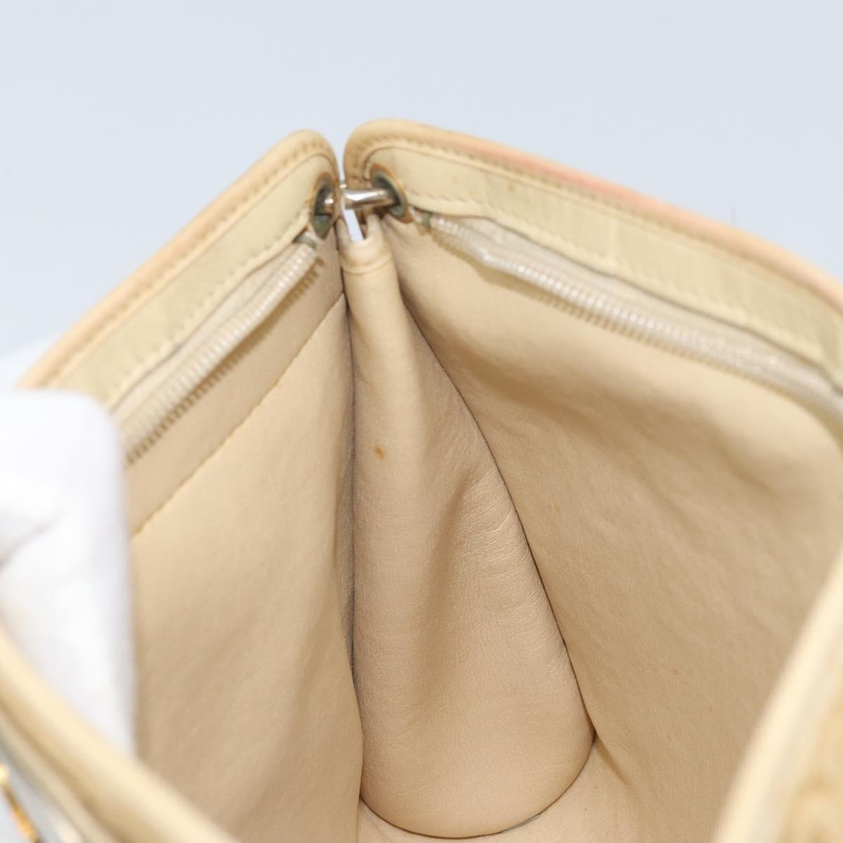 Christian Dior Trotter Canvas Shoulder Bag Beige Gold Auth 172239