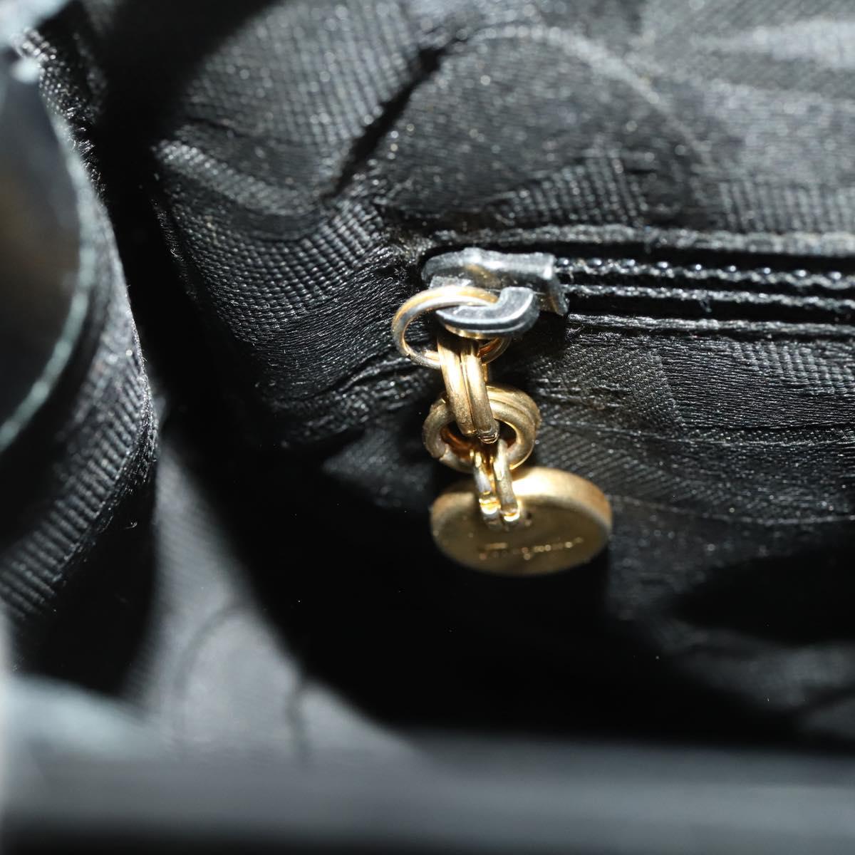 Salvatore Ferragamo Vara Ribbon Backpack Leather Black Gold Auth 172240