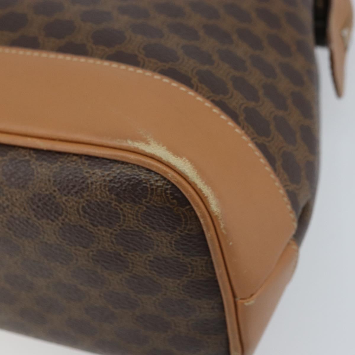 CELINE Macadam Canvas Hand Bag PVC Leather Brown Gold Auth 172241