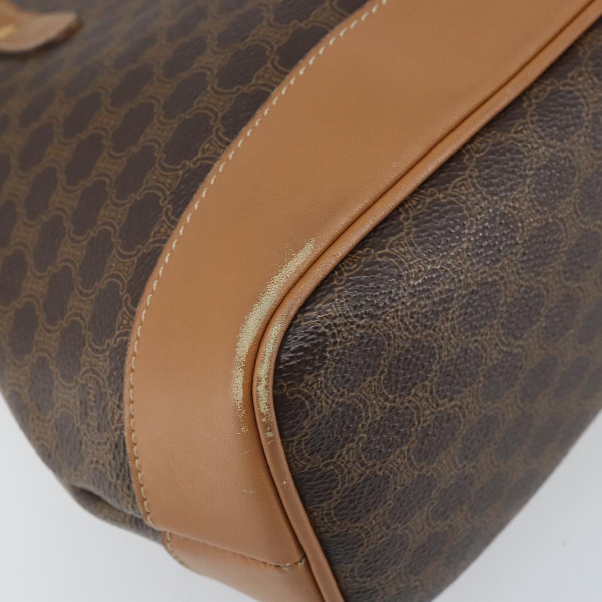 CELINE Macadam Canvas Hand Bag PVC Leather Brown Gold Auth 172241