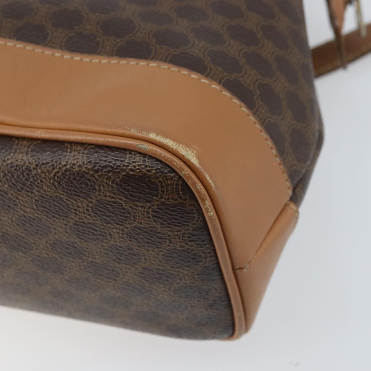 CELINE Macadam Canvas Hand Bag PVC Leather Brown Gold Auth 172241