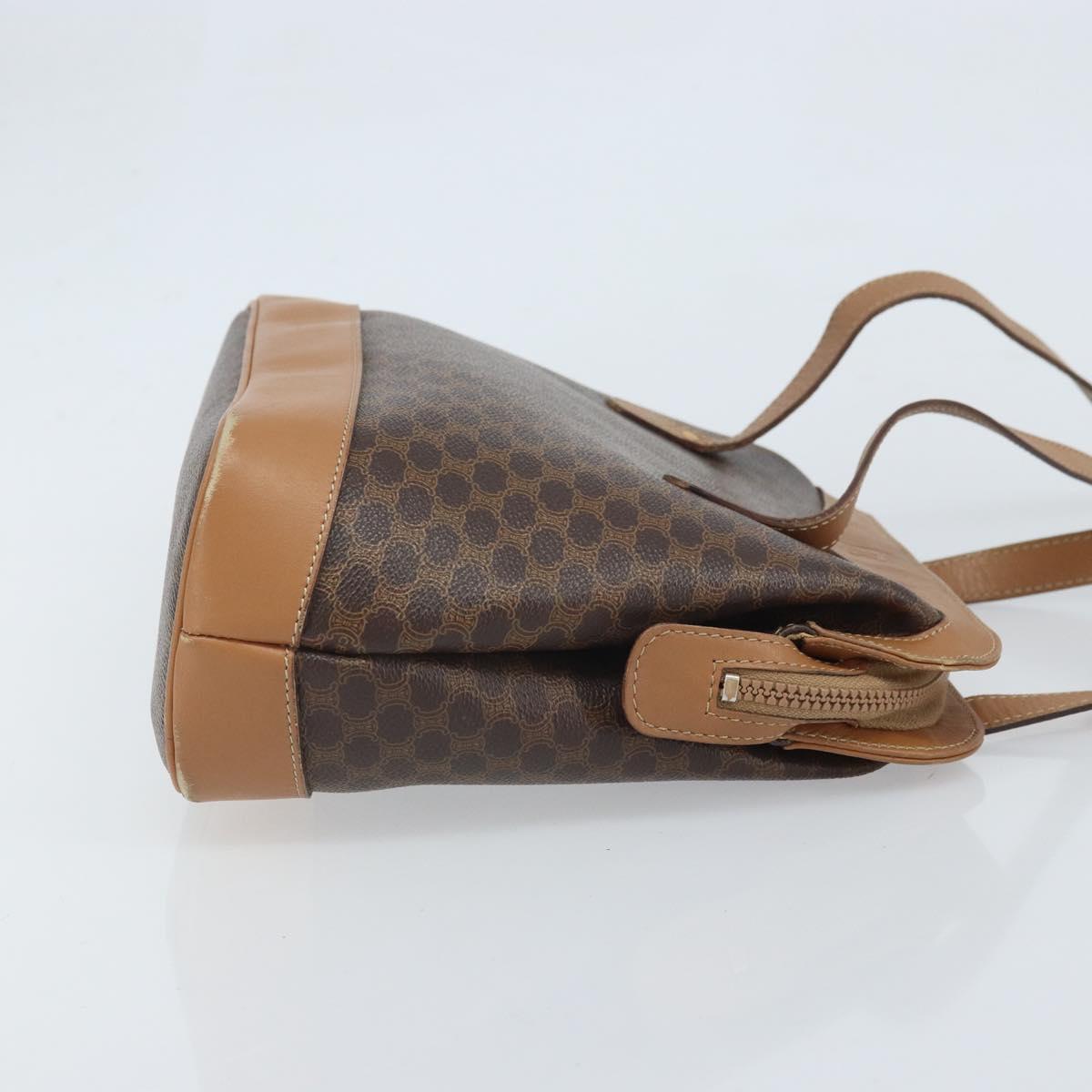 CELINE Macadam Canvas Hand Bag PVC Leather Brown Gold Auth 172241
