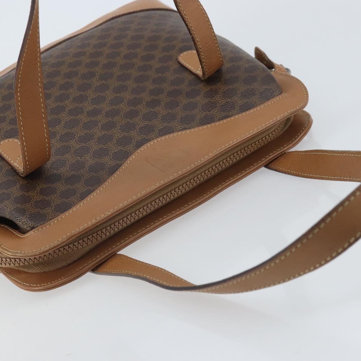 CELINE Macadam Canvas Hand Bag PVC Leather Brown Gold Auth 172241