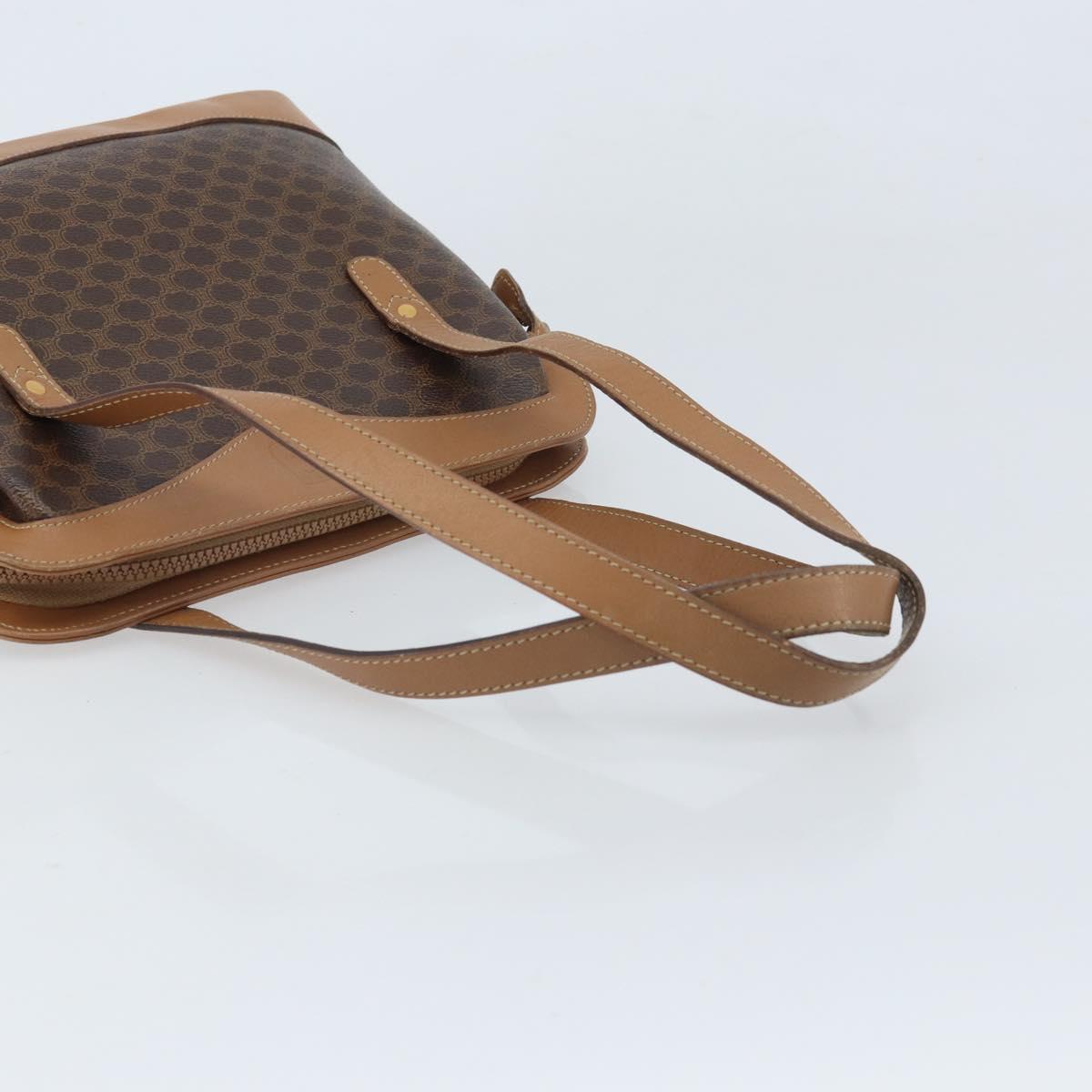 CELINE Macadam Canvas Hand Bag PVC Leather Brown Gold Auth 172241