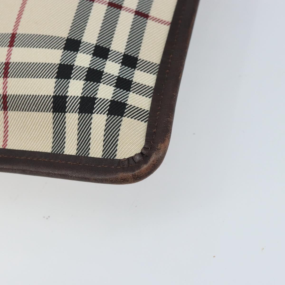 BURBERRY Nova Check Shoulder Bag Canvas Beige Silver Auth 172244