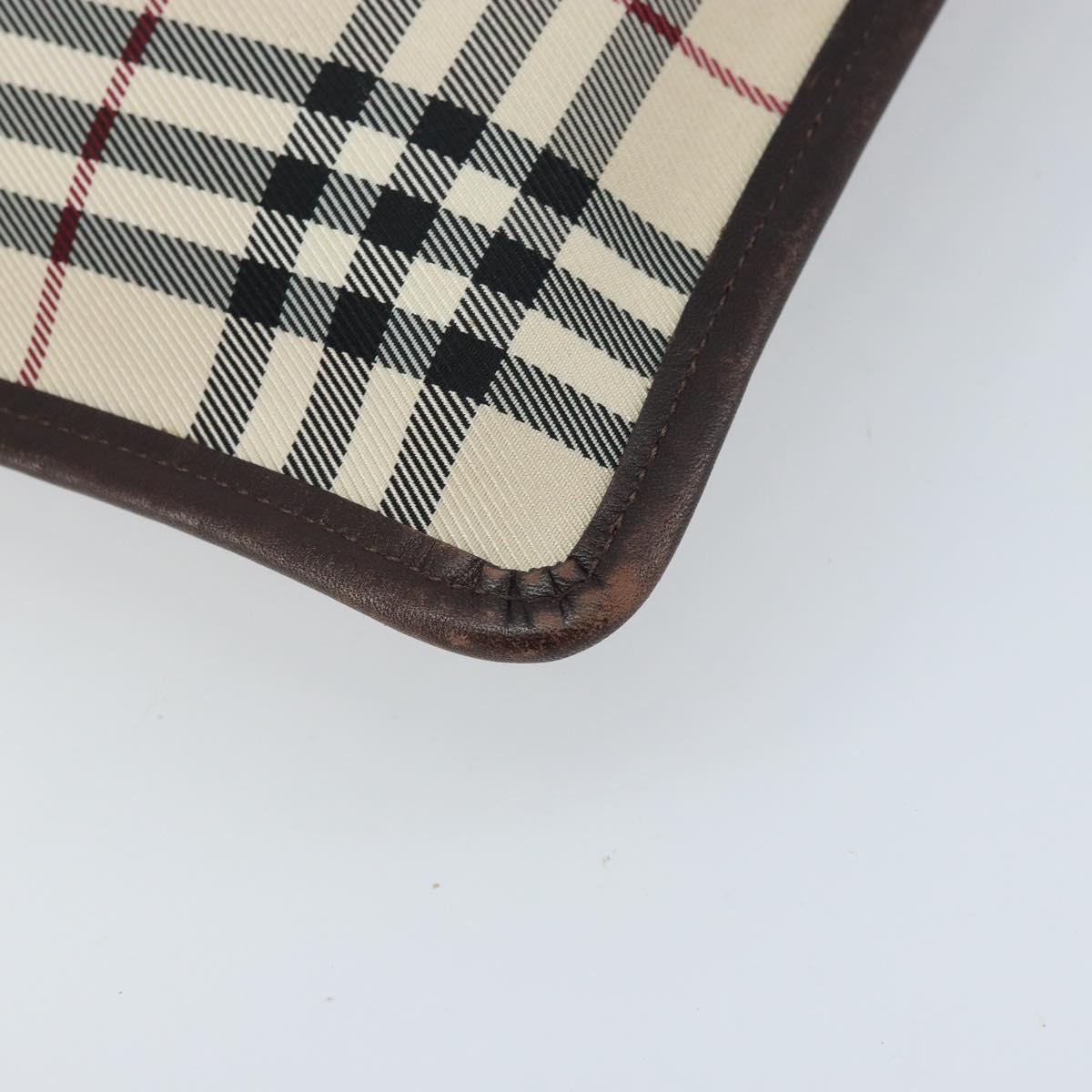 BURBERRY Nova Check Shoulder Bag Canvas Beige Silver Auth 172244