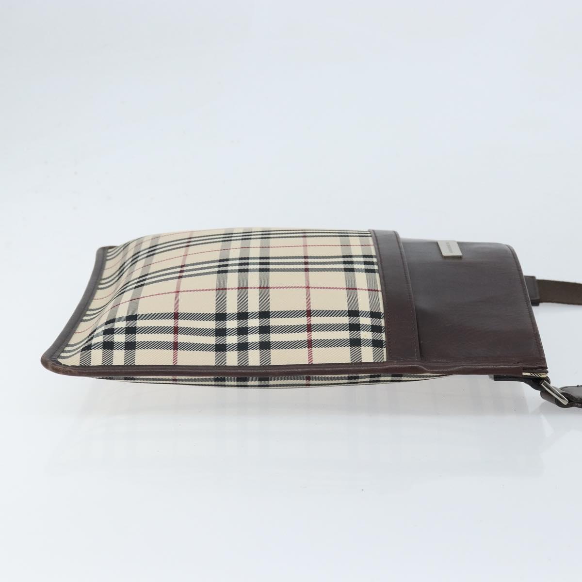 BURBERRY Nova Check Shoulder Bag Canvas Beige Silver Auth 172244