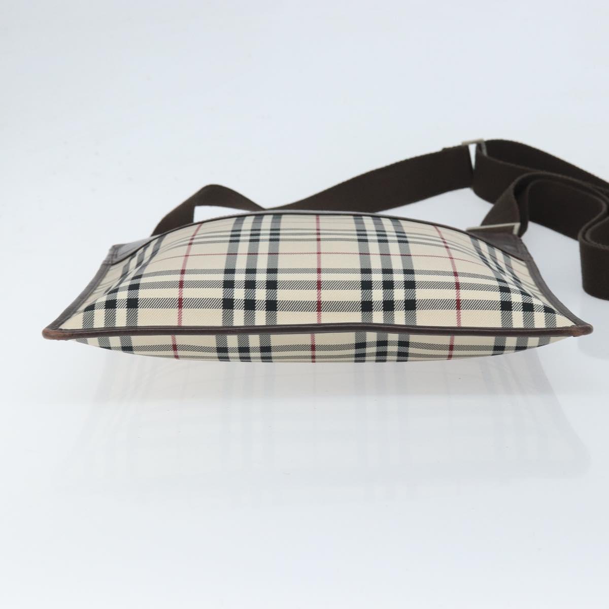 BURBERRY Nova Check Shoulder Bag Canvas Beige Silver Auth 172244